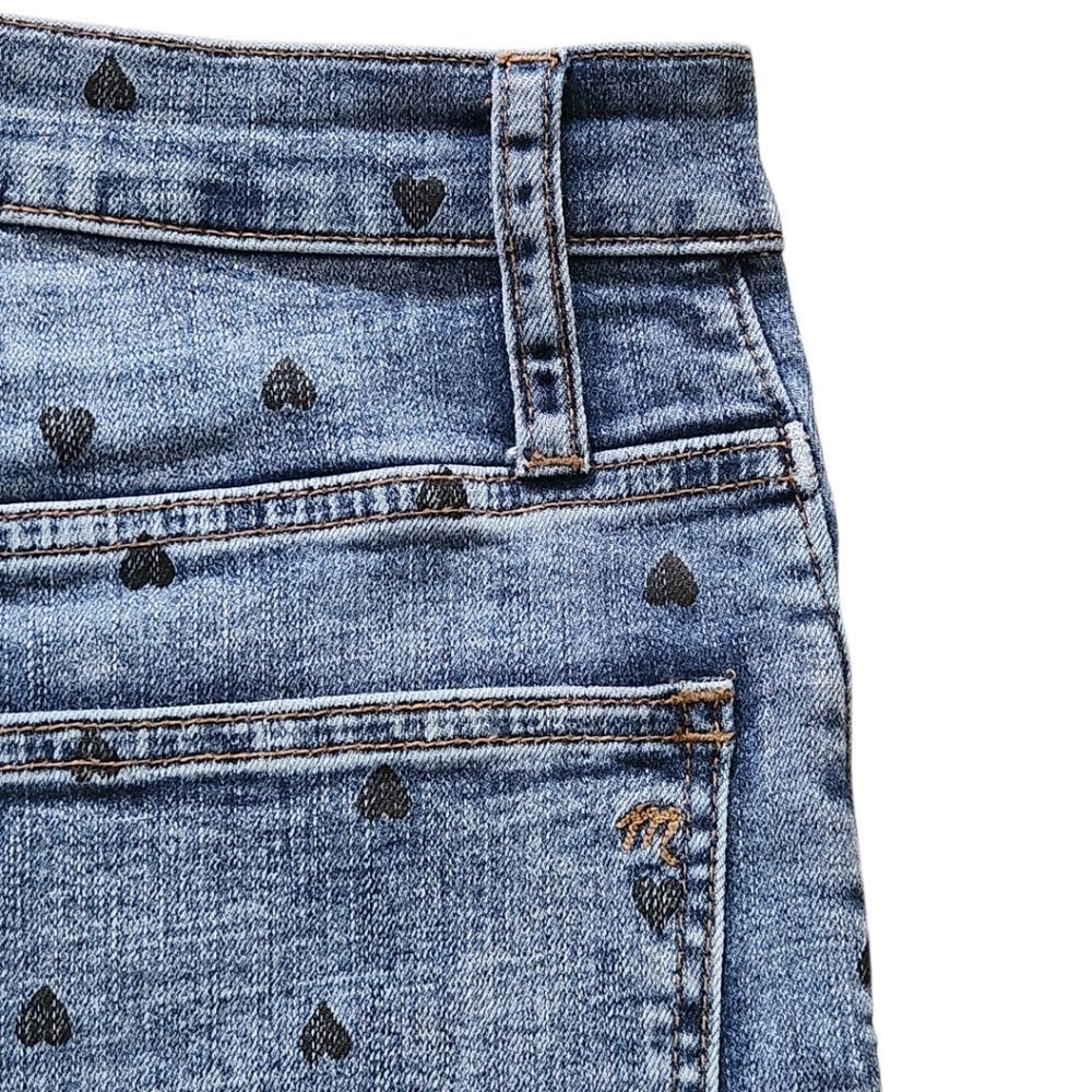 Madewell Women's Blue Denim Shorts High-Rise Heart Printed Fray Hem Size 30 (M) - Picture 10 of 15